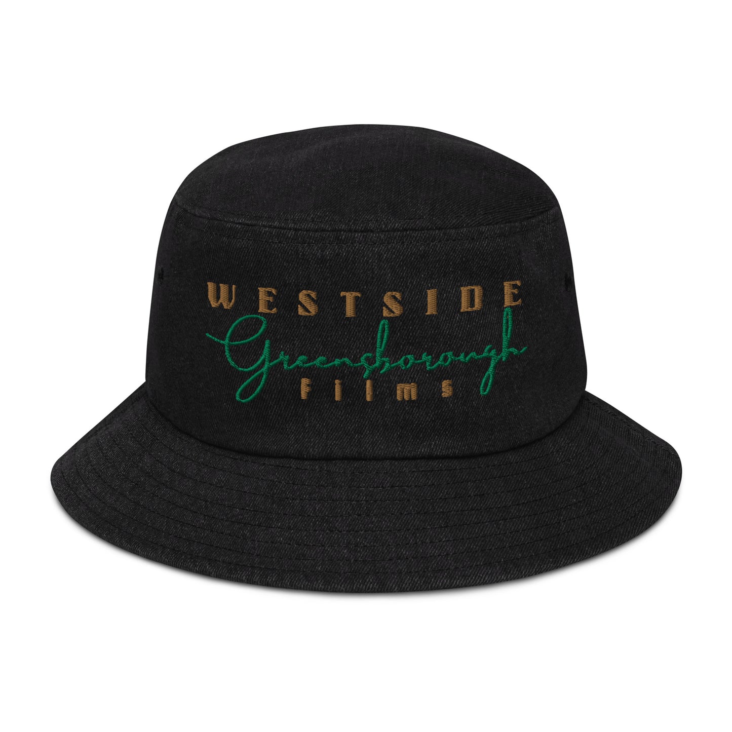 Westside Greensborough Films Old Gold/ Kelly Green (Denim Bucket Hat)