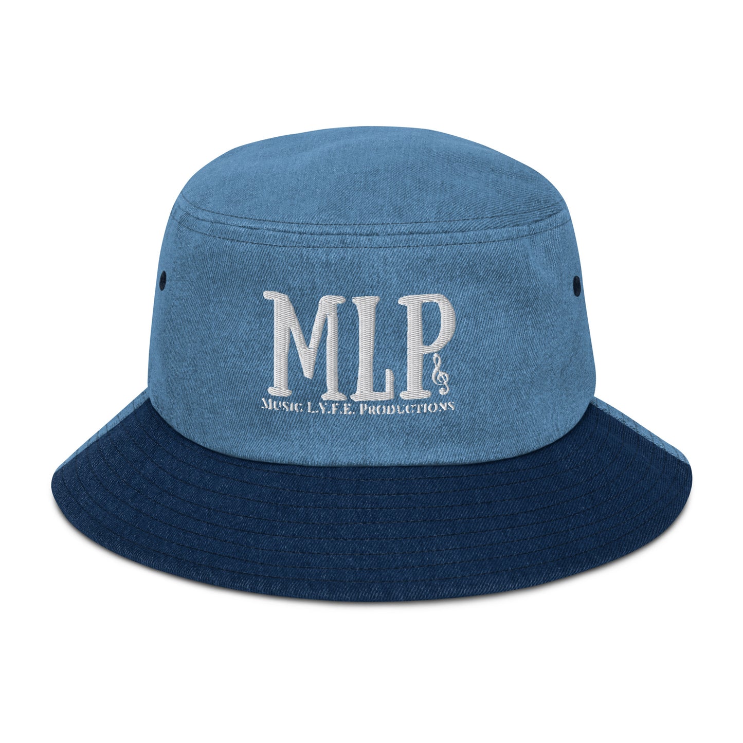 Music L.Y.F.E. Productions White (Denim Bucket Hat)