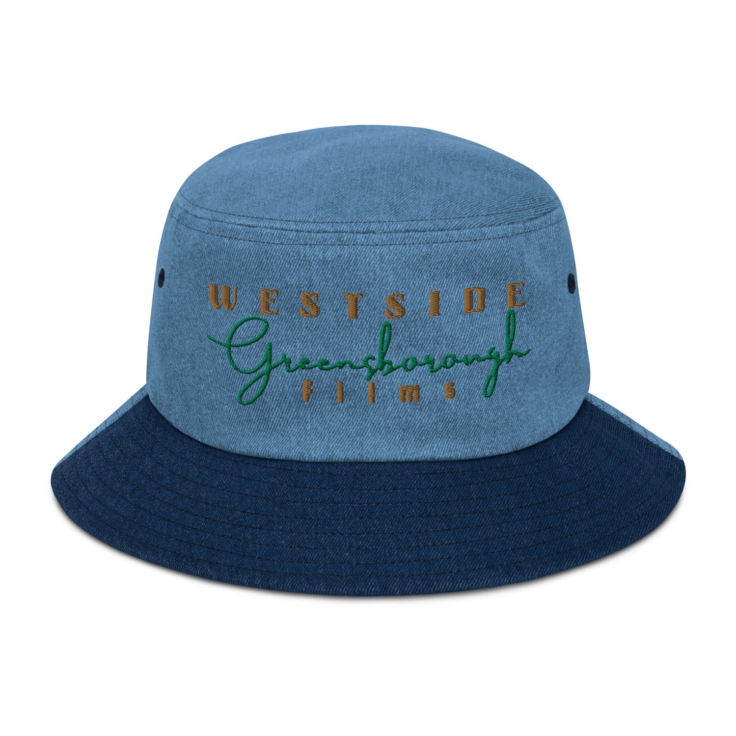 Westside Greensborough Films Old Gold/ Kelly Green (Denim Bucket Hat)