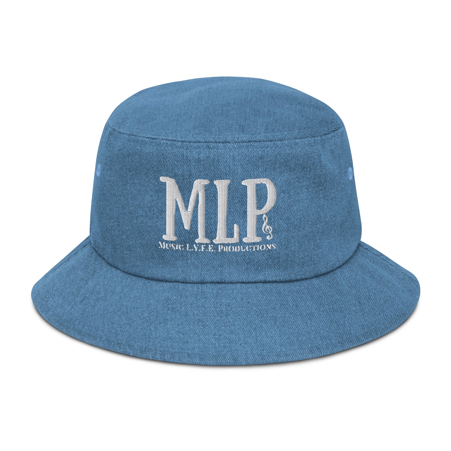 Music L.Y.F.E. Productions White (Denim Bucket Hat)