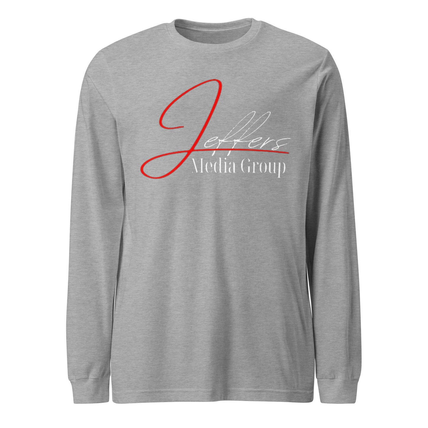 Jeffers Media Group – Langarm-T-Shirt mit Aufdruck „J/Weiß“ in Rot