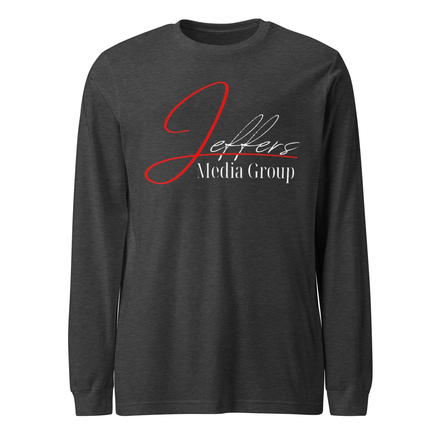 Jeffers Media Group – Langarm-T-Shirt mit Aufdruck „J/Weiß“ in Rot