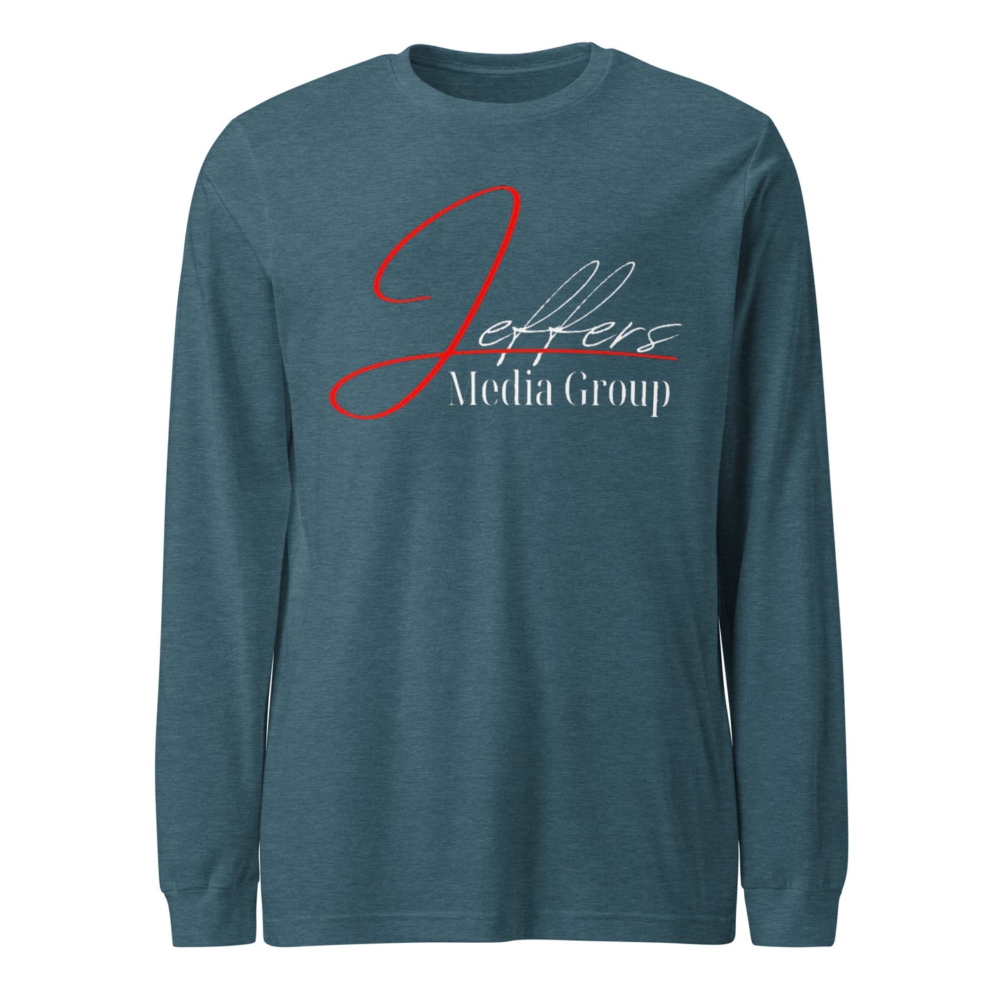Jeffers Media Group – Langarm-T-Shirt mit Aufdruck „J/Weiß“ in Rot