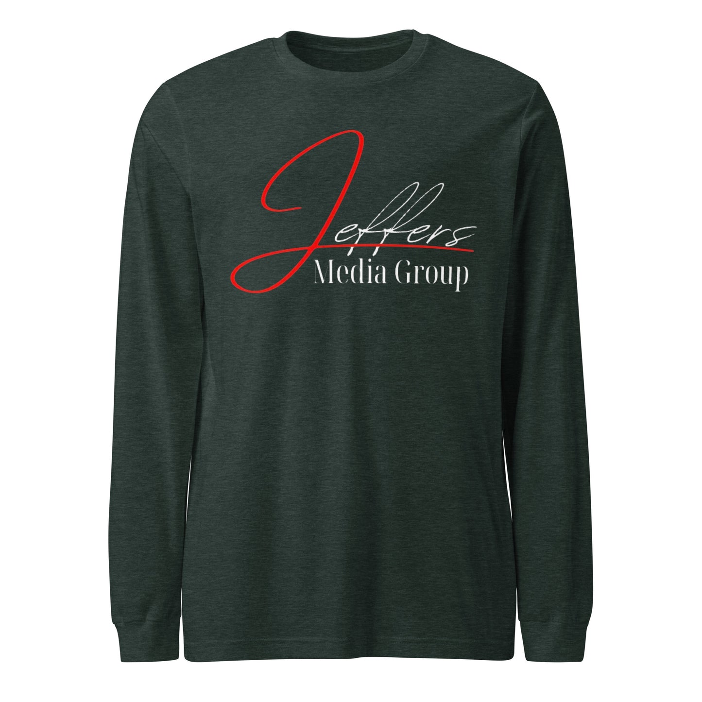 Jeffers Media Group – Langarm-T-Shirt mit Aufdruck „J/Weiß“ in Rot