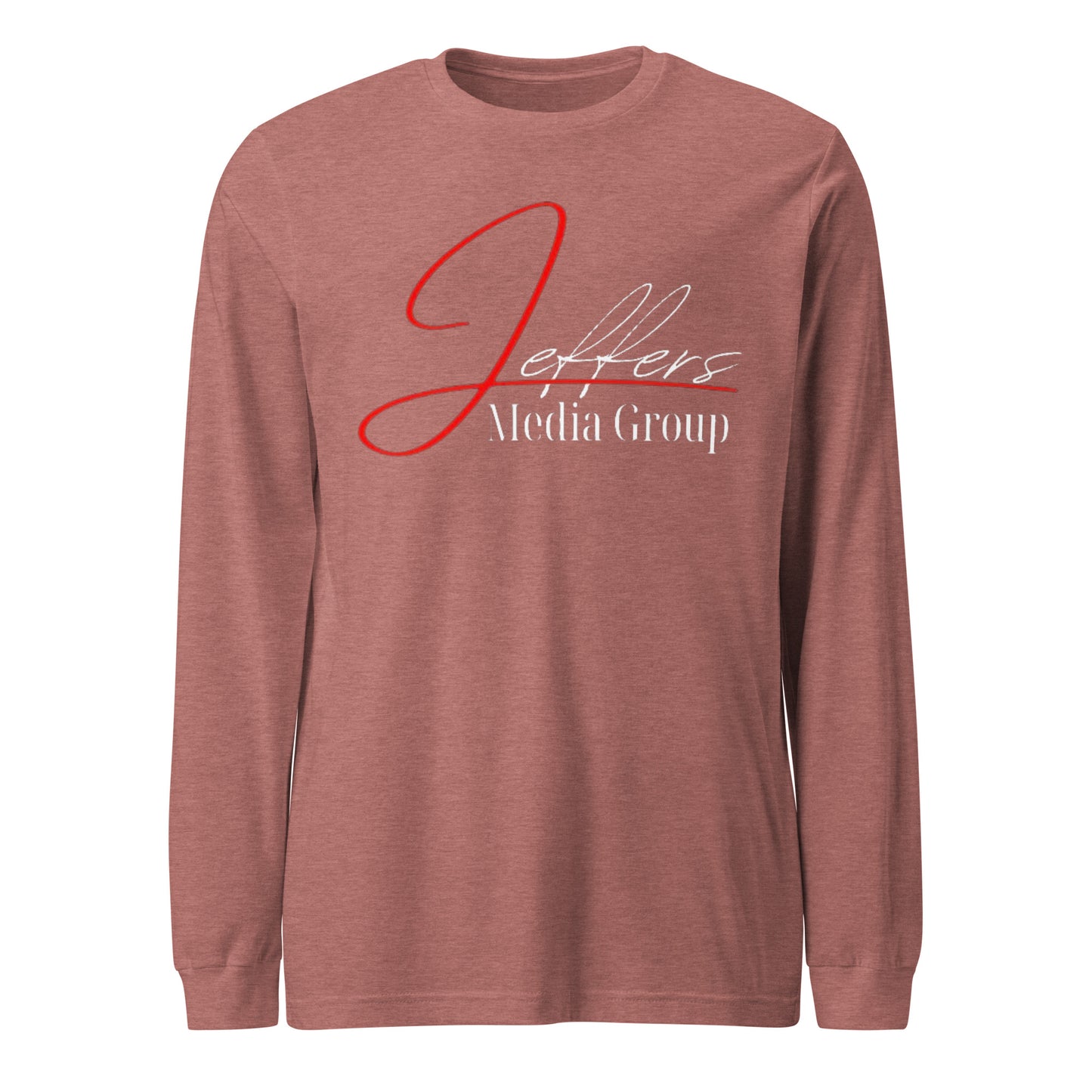 Jeffers Media Group – Langarm-T-Shirt mit Aufdruck „J/Weiß“ in Rot