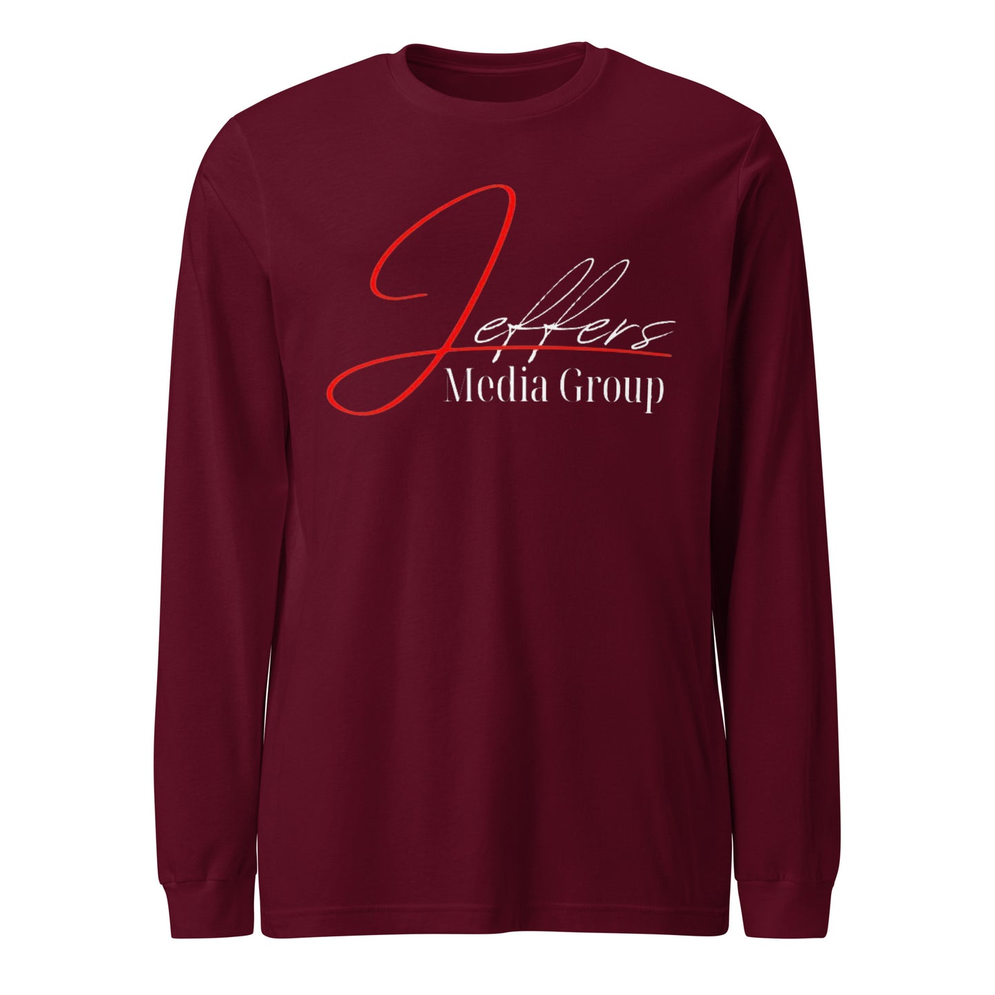 Jeffers Media Group – Langarm-T-Shirt mit Aufdruck „J/Weiß“ in Rot