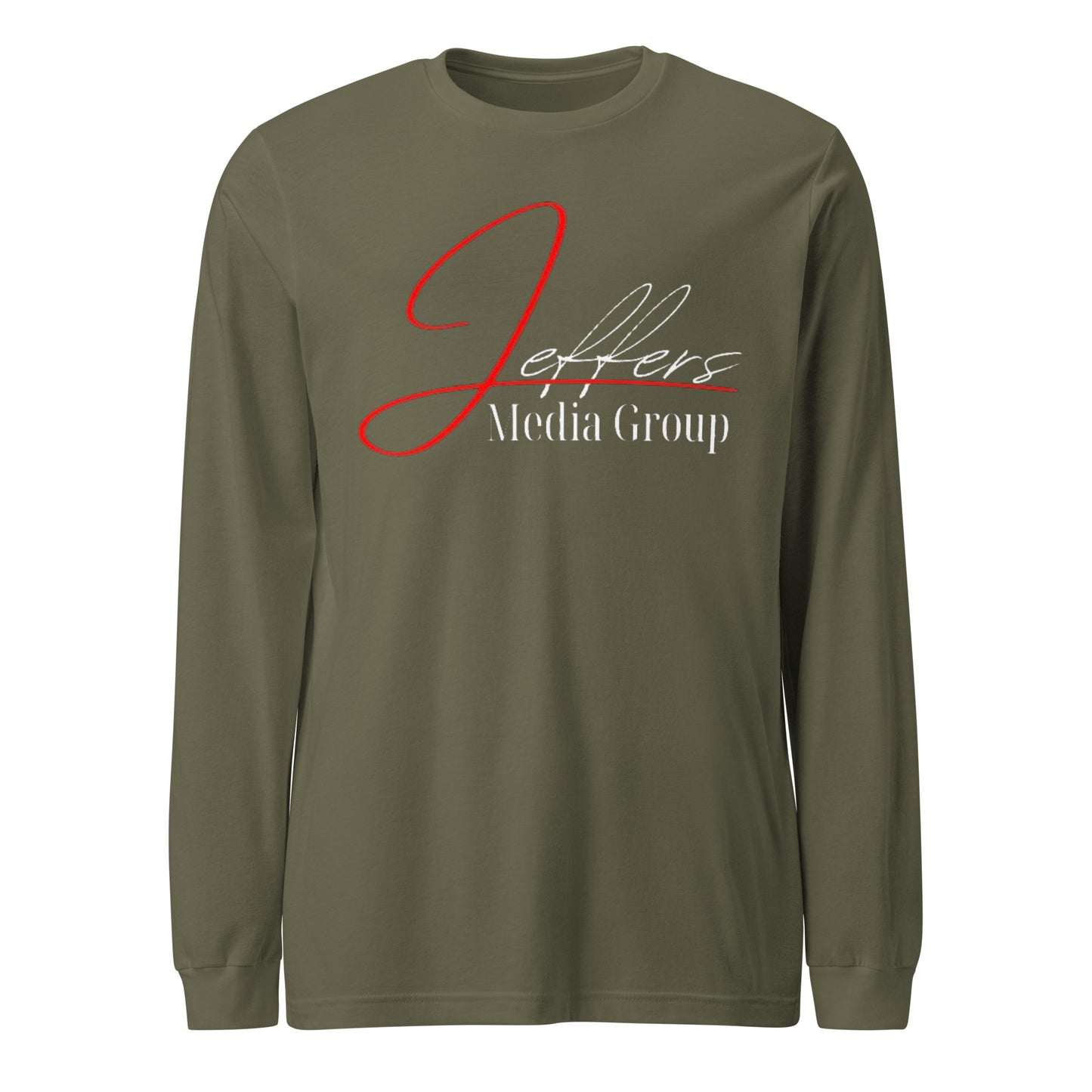 Jeffers Media Group – Langarm-T-Shirt mit Aufdruck „J/Weiß“ in Rot