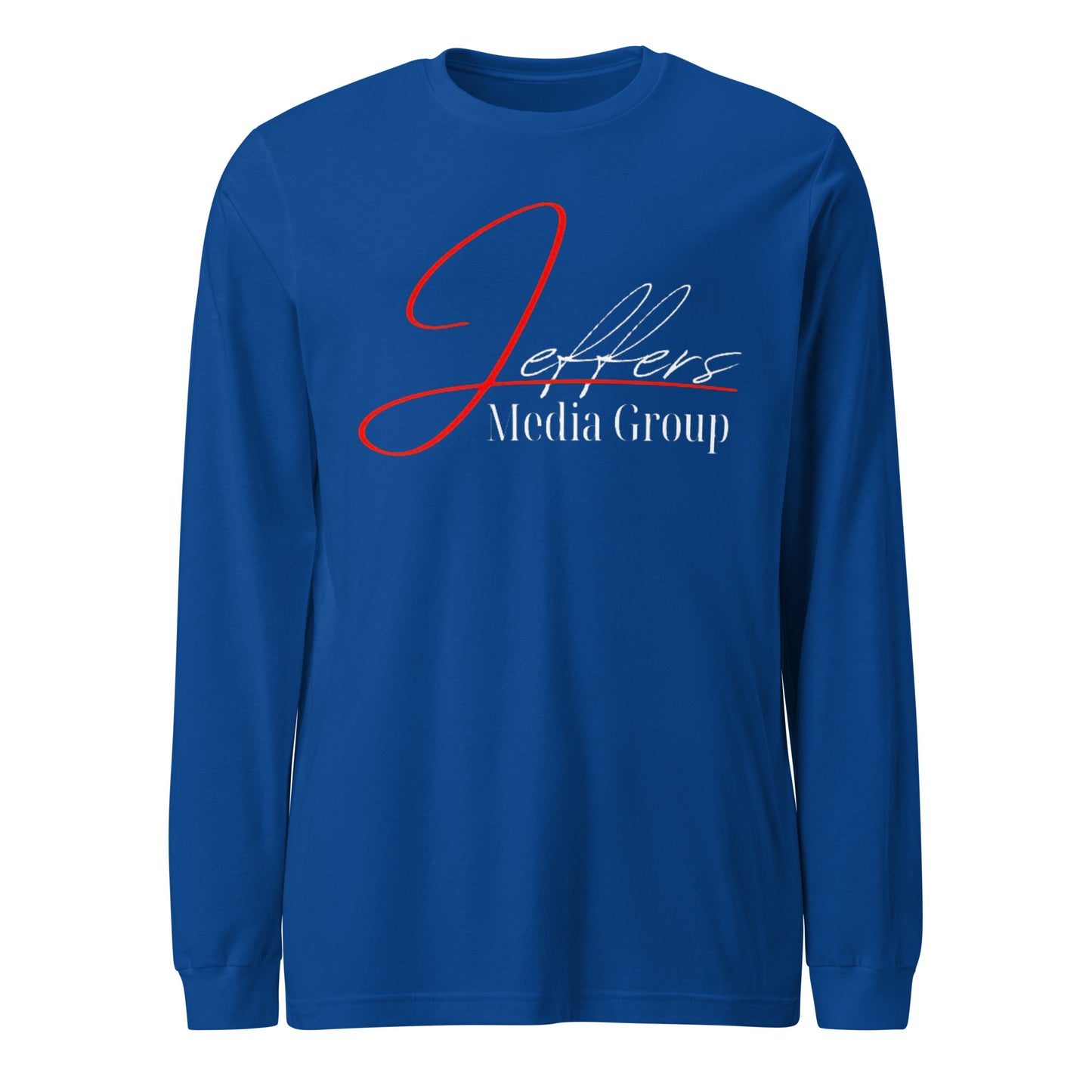 Jeffers Media Group – Langarm-T-Shirt mit Aufdruck „J/Weiß“ in Rot